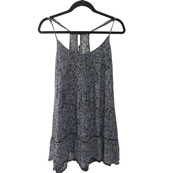American Eagle Outfitters AEO Blue Women's Floral Mini Dress sz S Lace Shift - Picture 1 of 8